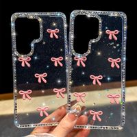 Étui de luxe IMD à paillettes de diamant pour Samsung S26 Ultra S25 S24 S23 Plus, coque arrière à nœud papillon en strass, coque scintillante avec étoiles