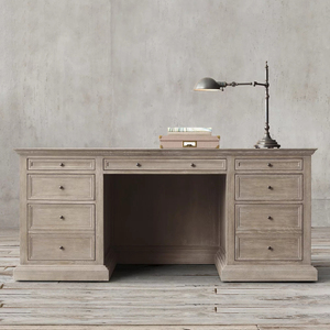 RH American Country Retro Style Escritorio de computadora de madera maciza Acabado de roble blanco personalizado Muebles americanos simples de inspiración francesa para - Product Image 3