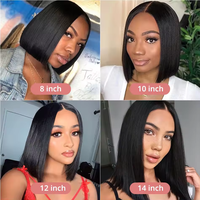 Perruque Courte Bob 9x6 Sans Colle, Prête à Porter, Pas Chère, avec Dentelle Frontale 13x4, Bouclée, Sans Nœuds, Pré-épilée, en Cheveux Humains HD Lace