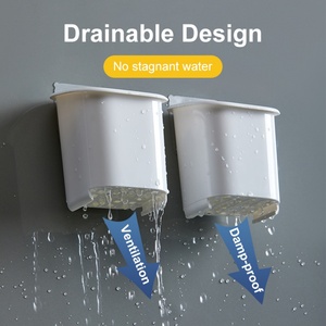 Bathroom Storage Bins Organizer No Drill-Free <b>Wall</b> <b>Mounted</b> Removable Vacuum Plastic Suction Cup <b>Toothbrush</b> <b>Holder</b> - Product Image 2