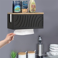 Distributeur de boîte à mouchoirs rectangulaire en bois massif porte-rouleau de papier en bois sculpté avec couvercle pour toilette mural pour usage alimentaire