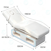 Lit de beauté électrique de luxe moderne blanc pour spa et salon, 3 moteurs réglables, avec LED, chauffage et massage, idéal pour soins du visage et extensions de cils