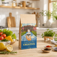 YOUYI Sachet à café en aluminium anti-odeur à impression en héliogravure 12 couleurs, fond plat, fermeture éclair, pour grains de café torréfiés, avec valve d'évacuation de l'air