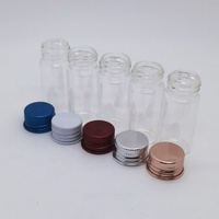 Mini pots en verre transparents et vides, cylindre de 10ml, pièces, avec capuchon à vis, couvercle en Aluminium argenté, bloc de rangement