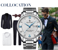Montre mécanique automatique de luxe pour hommes CHARM SENORS, acier inoxydable, alliage, cristal, cadran de 40 mm, bracelet de 20 mm, résistante à l'eau