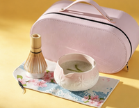 Nouvel ensemble de voyage Matcha, kit de cérémonie du thé portable avec bol, fouet, cuillère et serviette dans un coffret cadeau pour le thé