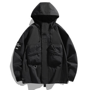เสื้อแจ็คเก็ตกันลมมีฮู้ดสำหรับผู้ชายเสื้อแจ็คเก็ตกันลมมีฮู้ดเสื้อแจ็คเก็ตกันลมมีแบรนด์แฟชั่นสไตล์ญี่ปุ่นโจ๊กเกอร์สวมใส่ปรับแต่งโลโก้ - Product Image 3