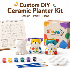 Kit de démarrage de jardinage pour enfants : Pot de fleurs en céramique DIY en forme d'animal, ensemble de peinture pour <span class=keywords><strong>plantes</strong></span> succulentes, activité créative de culture de <span class=keywords><strong>plantes</strong></span> conviviale pour débutants - Product Image 1