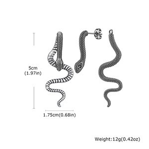 Pendientes de Serpiente Personalizables, Estilo Oscuro, Multicolor, con Circonitas, Brazalete de Oreja de Serpiente, Acero Inoxidable, Estilo Gótico - Product Image 5