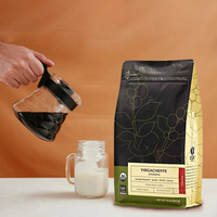 Sachet de café personnalisé - Pochette refermable biodégradable de qualité alimentaire avec valve et fermeture éclair pour l'emballage des grains de café