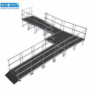ESI Universal Switchback ADA <span class=keywords><strong>Rampe</strong></span> pour fauteuil roulant avec palier pour étages hauts de 40 pouces scène modulaire en <span class=keywords><strong>aluminium</strong></span> scène en <span class=keywords><strong>aluminium</strong></span> - Product Image 3