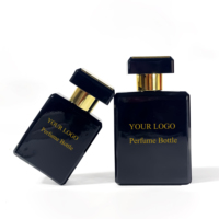 Couleur personnalisée Noir Mat Noir Rectangle Clair Vide Vaporisateur Bouteille D'huile Essentielle 30ml 50ml 100ml Bouteille De Parfum De Luxe