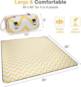Suprimentos Fabricação Têxtil Tapete Ao Ar Livre Quilting Cobertor De Piquenique Ponderado Tapetes De Piquenique Chevron Com Cantos Pesados - Product Image 6