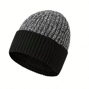 Bonnet d'hiver pour homme, nouveau style, double couche, tricoté, chaud, mélange cachemire, vente en gros - Product Image 2