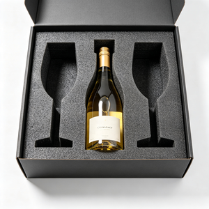 Boîtes en papier avec inserts en mousse EVA personnalisés, gravure laser CNC, verres à vin, protection antichoc, durable - Product Image 1