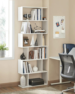 Étagère à livres de style moderne pour salon, chambre à coucher, bureau, <span class=keywords><strong>blanc</strong></span>, 24 x 70 x 191 <span class=keywords><strong>cm</strong></span>, bibliothèque à 6 niveaux, séparateur de pièce pour la maison - Product Image 3