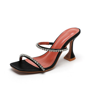 Sandales à talons hauts 8,5 cm en strass de haute qualité pour femmes, style mule, collection 2025 - Product Image 1