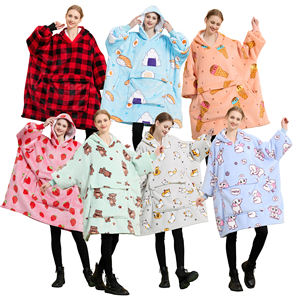 Échantillon disponible couverture à capuche surdimensionnée d'hiver avec manches <span class=keywords><strong>sweat</strong></span> polaire <span class=keywords><strong>sweat</strong></span> à capuche à carreaux femmes poche <span class=keywords><strong>sweat</strong></span> à capuche surdimensionné - Product Image 1