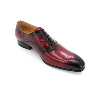 Zapatos Formales de Vestir para Hombre 2021, Diseño Paisley en la Puntera, Color Rojo y Negro - Product Image 4