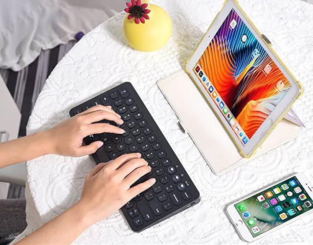Slim Multi Device Bt Wireless Keyboard Compatible with Computer Laptop PC Notebook for Mac IOS Wireless Keyboard