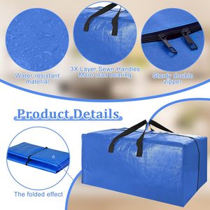 Extra Large PP Woven Clothes Bedding Storage Bags with Zipper Handles Foldable Bulk Supply OEM ODM - Product Image 2