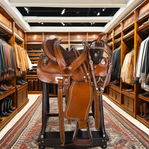 Sillín de caballo de carreras de barril occidental de cuero de primera calidad hecho a mano, diseño de tamaño personalizado, todos los accesorios incluidos, equitación - Product Image 2