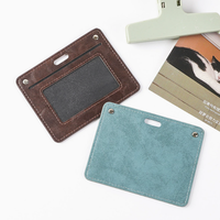 Porte-badge créatif vintage en cuir PU, étui portable pour cartes de visite et badges professionnels