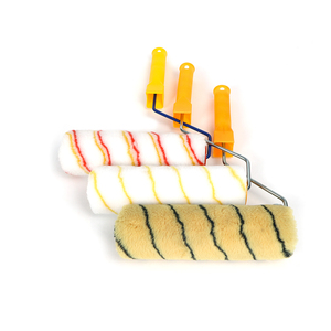 <span class=keywords><strong>Rouleau</strong></span> <span class=keywords><strong>de</strong></span> <span class=keywords><strong>peinture</strong></span> murale acrylique industriel/bricolage <span class=keywords><strong>de</strong></span> 9 pouces pinceau personnalisable OEM support rayures colorées manche jaune en polyester - Product Image 2
