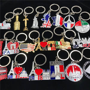 Porte-clés personnalisé en alliage de zinc France Italie Royaume-Uni États-Unis Dubaï Égypte Pendentif en métal pour clés Porte-clés de <span class=keywords><strong>boutique</strong></span> Souvenirs de voyage - Product Image 6