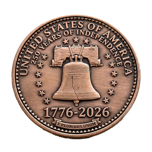 Pièce commémorative en cuivre fin 999 de 1 oz, édition 250e anniversaire de l'Amérique, avec Cloche de la Liberté en relief 3D, médaille de collection imprimée UV - Product Image 2