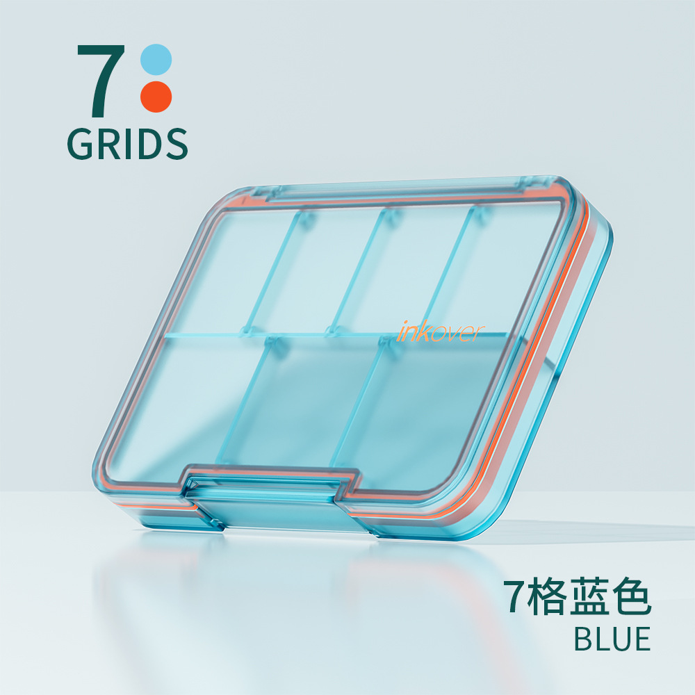 Seven-compartment pill box-blue