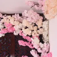 단일 Pcs 인공 벚꽃 사쿠라 트리 분기 가짜 실크 꽃 리본 웨딩 파티 홈 장식