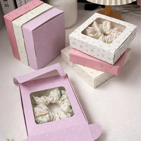 Boîte cadeau en papier avec fenêtre transparente, design pliable pour l'emballage de vente au détail d'accessoires pour cheveux