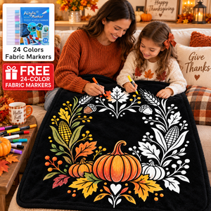 Custom Thanksgiving DIY Doodle Blanket Kids Coloring Art <b>Throw</b> <b>Soft</b> Washable Flannel Fleece Blanket for Family Gift Toy - Product Image 1