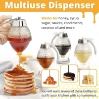 Pot de distributeur de miel en plastique amélioré sans goutte à goutte avec base pour stockage et distribution de sauce au chocolat et de confiture