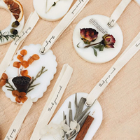 Bougie parfumée en cire de soja avec fleurs séchées personnalisées, boîtes en bois écologiques, rangement, décoration de Noël, Diwali, purification de l'air
