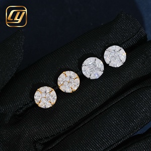 Pendientes de tuerca redondos de moissanita VVS con halo, de plata de ley 925, tipo diamante, al por mayor, para uso diario femenino, joyería fina - Product Image 6