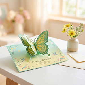 Carte de vœux pliable 3D en forme de papillon, carte cadeau pop-up en papier, personnalisable et imprimable pour anniversaire, festival, occasions romantiques - Product Image 2