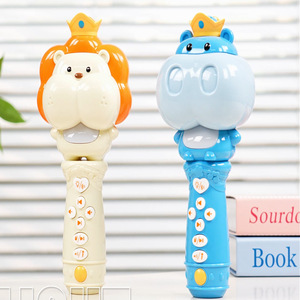 Cartoon Lion Hippo Owl Kids <b>Bluetooth</b> Karaoke <b>Microphone</b> Voice Changing Function Portable Singing Mic Birthday Party Gift - Product Image 4