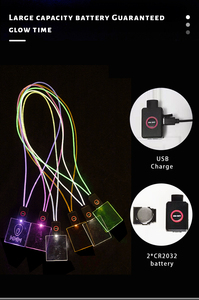 Longstargift Wholesale Custom Logo Rechargeable <strong>Led</strong> <strong>Light</strong> Up Glow Flashing Concert Wedding Party Event Promotional Lanyard - Product Image 4