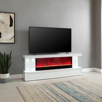 Meuble de salon convertible de luxe moderne en bois doré avec panneau de rangement, console miroir et buffet avec cheminée