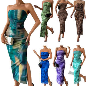 Vestido casual floral sin tirantes estampado de malla, nueva ropa de mujer en el verano de 2025, versión delgada natural - Product Image 2