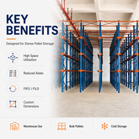 Système de rayonnage optimisé pour le stockage de palettes en drive-in, en acier robuste, protégé contre la corrosion, avec revêtement électrostatique en poudre pour le stockage de matériaux bruts en vrac