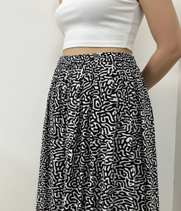 Falda Larga de Rayón para Mujer, Elegante, Informal, para Verano, Transpirable, Ligera, Cómoda, de Corte Holgado - Product Image 1