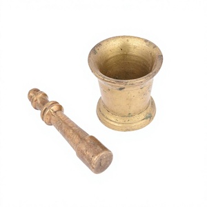Mortero y pilón de latón color oro para moler jengibre y ajo, diseño admirable Imam Dasta, forma redonda, de alta calidad. - Product Image 1