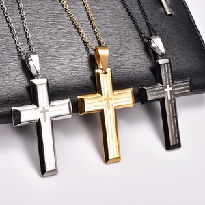 Collar con Colgante de Cruz Grueso de Acero Inoxidable con Estampado Punk para Mujeres y Hombres, Amuletos Religiosos de Oración y Fe, Cadena de Joyería Metálica, Regalo - Product Image 3