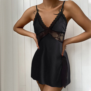 Camicia da Notte in <span class=keywords><strong>Raso</strong></span> Trasparente con Logo Personalizzato, Taglie Forti, Sexy per Ragazze, per Stagioni Estive e Autunnali - Product Image 3