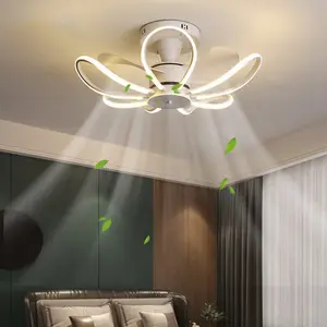 Home Decorative Ceiling Fan Light Led Wind Speed Four Blades Remote Control Metal Golden Black Ceiling Fan With Light