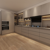 Armoires de cuisine modulaires sans poignées SANTOPOVA, couleur personnalisée, finition brillante, avec évier, design moderne respectueux de l'environnement
