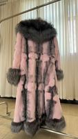 Manteau en fourrure de lapin Rex et de renard pour femme, style décontracté, épais, chaud et résistant au froid, vente en gros